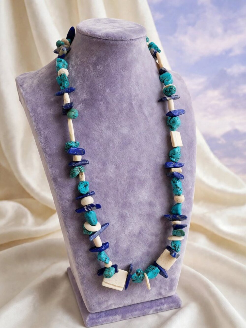 Turquoise & Lapis Bead Statement Necklace - Women Jewelry